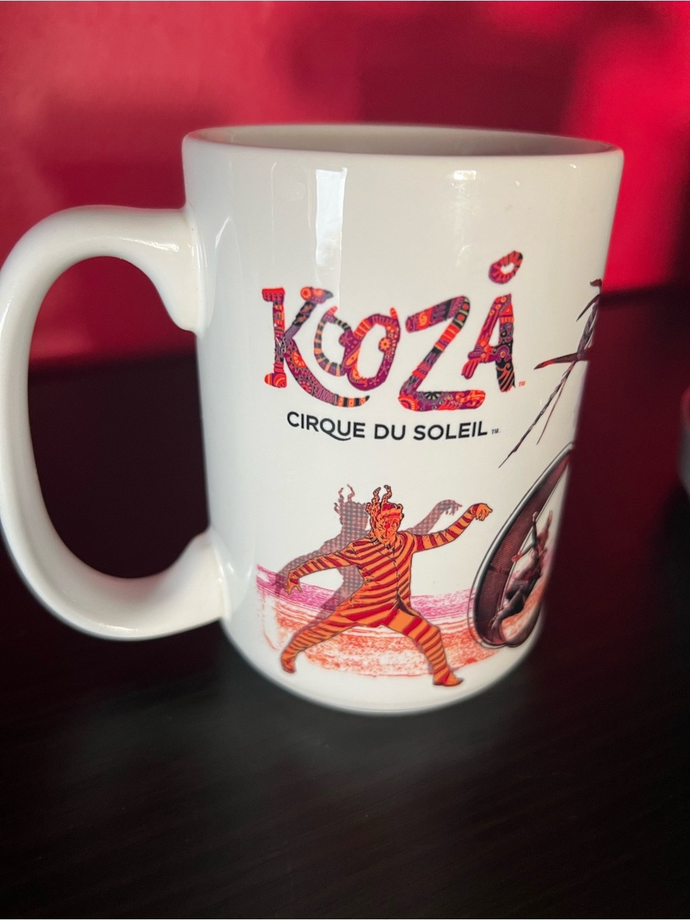 Cirque du Soleil Koza White Ceramic Mug - White with Red Accents